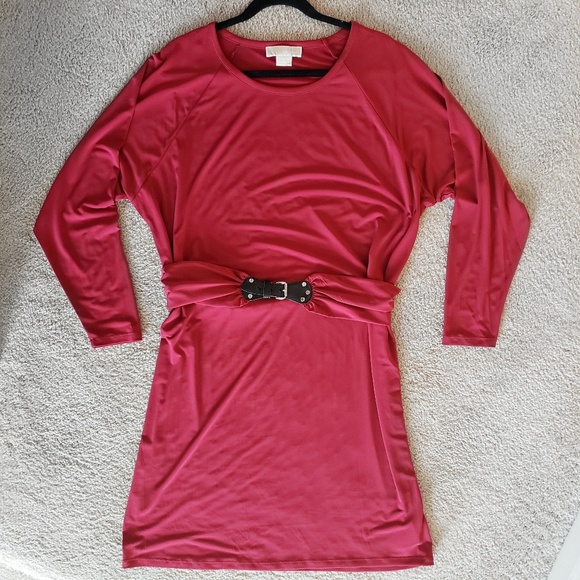 MICHAEL Michael Kors Dresses & Skirts - MICHAEL Michael Kors Plus Size Red Midi Belt Dress